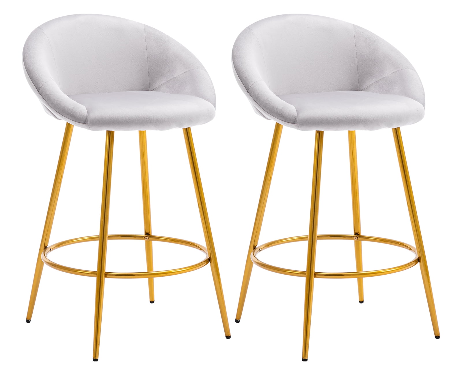 Guyou 26" Velvet Bar Stool Set of 2, Modern Counter Height Barstools