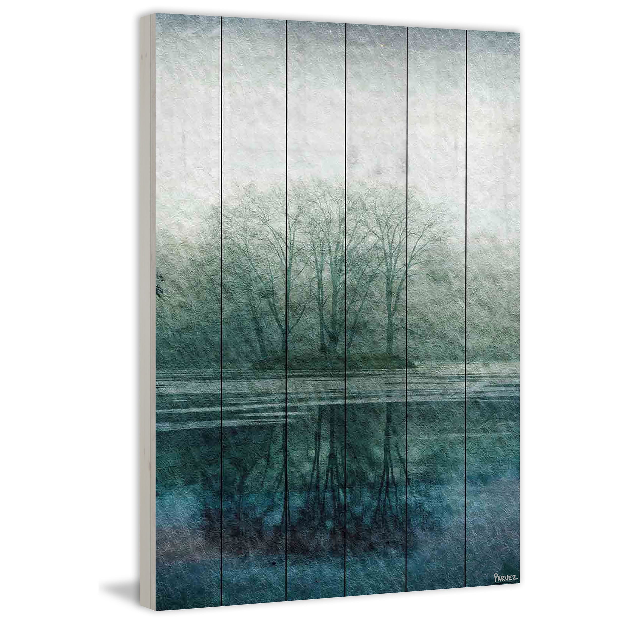 Parvez Taj  'Apple Lake' Painting Print on White Wood 30 x 45