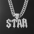 thumbnail image 2 of Hip Hop Cuban Chains Letters STAR Pendant Necklace With 13mm Miami Cuban Chain Iced Out Bling HipHop Necklaces Fashion Jewelry, 2 of 7