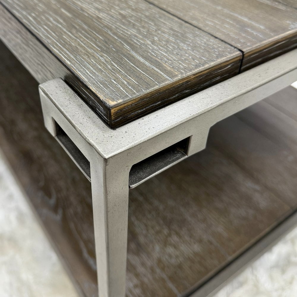 Roundhill Furniture Wood/Metal Corbeta Coffee Table with Casters in Gray