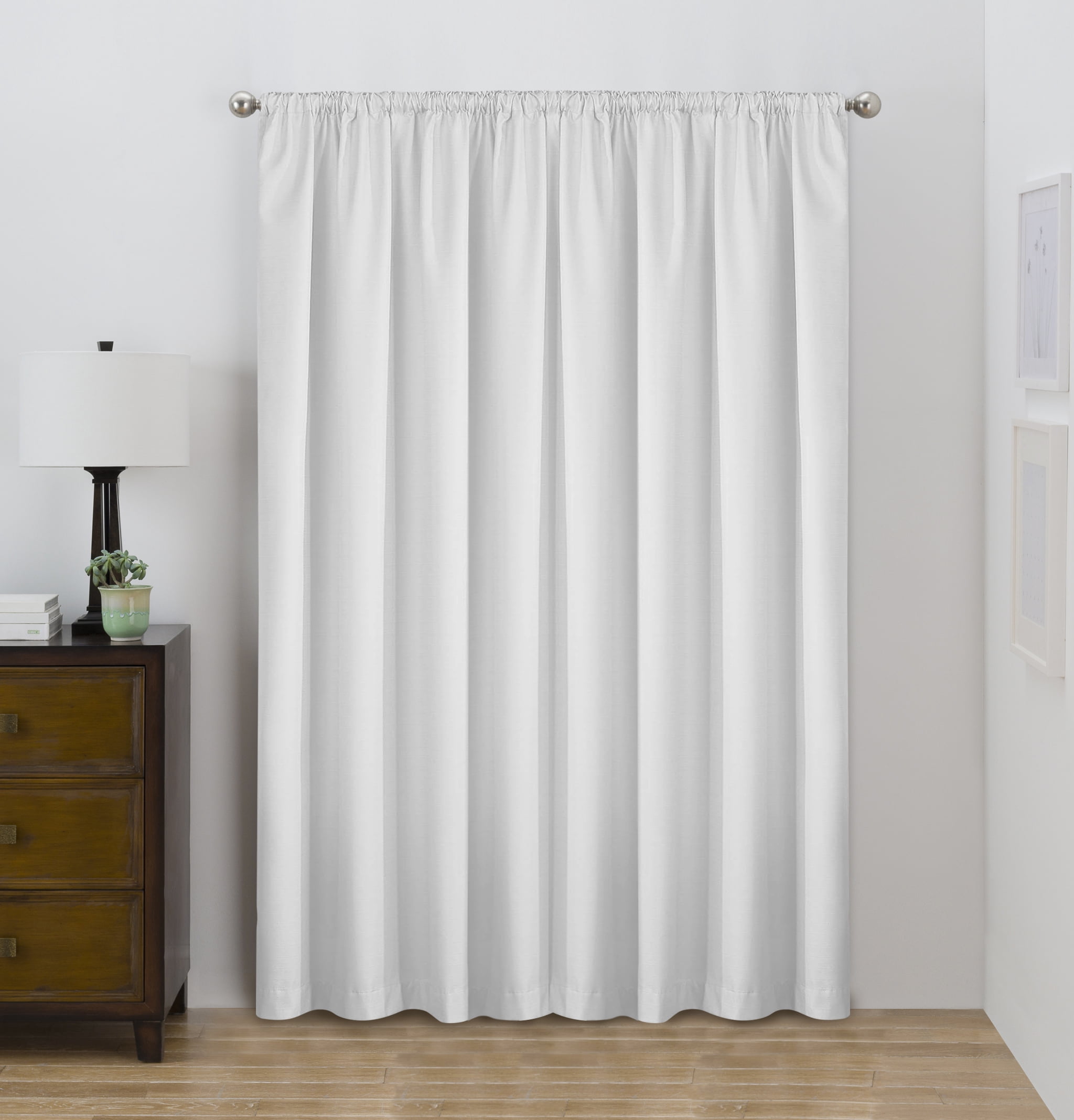 Eclipse Draft Stopper Room Darkening Fleece Lined Rod Pocket, Single Curtain Panel, White, 42" W x 84" L