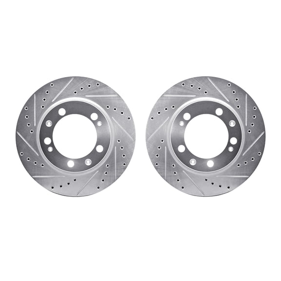 Dynamic Friction Company Front Brake Rotors-Drilled and Slotted-Silver 7002-02010