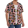 thumbnail image 4 of Vsdgher Leopard Print Men's Wrinkle Free Untucked Cuban Shirt Business Casual Button Down Shirts Short Sleeve Shirt, 4 of 7