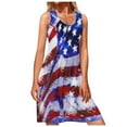 thumbnail image 2 of SMihono Robe Maxi Bohème d'Été pour Femmes Grande Taille Mode pour Femmes à Col Rond Sans Manches Robe Chandail Imprimée Robe de Plage Évasée, 2 of 6