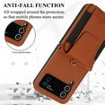 thumbnail image 3 of Crossbody Case for Samsung Galaxy Z Flip 3, Wallet Cover with Credit Card Slot, PU Leather Detachable Lanyard Strap Purse Shock Resistant Folding Case for Samsung Galaxy Z Flip 3, Brown, 3 of 7
