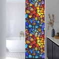 thumbnail image 3 of Blue Red Yellow Window Privacy Film, Modern Colored Rainbow Stained Glass Static Cling UV Sun Blocking Heat Control Window Tint Day and Night, Non-Adhesive One Way Windows Privacy Cover 17.7''x78.7'', 3 of 7