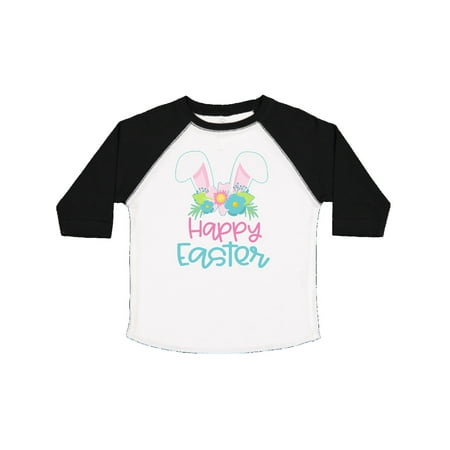 

Inktastic Happy Easter with Bunny Ears and Flowers Gift Toddler Boy or Toddler Girl T-Shirt