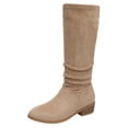 thumbnail image 2 of EKVAHL Women's Knee High Boots, Non‑Slip Faux Suede Slouch Tall Boots, Low Block Heel Wide Calf Walking Boots Brown, 2 of 5