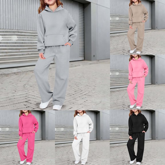 Kids Hooded Sweatset Including Hooded Sweatshirt and Jogger Pants,Casual Athleisure Outfit for Mid & Big Boys and Girls,Suitable for School or Play.