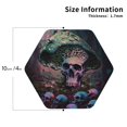 thumbnail image 2 of Honeii Forest Mushroom Skull print Leather Coaster Set of 4, ideal for safeguarding your furniture from drinks spills and effortless cleanup-Hexagon, 2 of 6