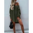 thumbnail image 4 of Sweaters for Women Cable Knit V Neck Solid Color Long Sleeve Casual Loose Fit Soft Pullover Tops  Green M, 4 of 5