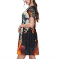 thumbnail image 2 of Daiia Astronaut Cosmic Rainbow Print Women's Dresses 2025 Trendy Short sleeve Dresses Casual Baggy Flowy Maxi Sun Dresses, 2 of 6