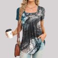thumbnail image 2 of Blusa suelta de manga corta con cuello en V informal estampada a la moda para mujer OAVQHLG3B Store lin121212, 2 of 4