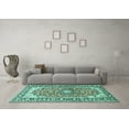 thumbnail image 3 of Ahgly Company Indoor Rectangle Medallion Turquoise Blue Traditional Area Rugs, 8' x 10', 3 of 4