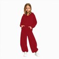 thumbnail image 4 of Zuwimk Toddler Boy And Girls Clothes Long Sleeve Solid Color Hoodie Sweatshirt & Pant 2PCS Fall Outfits(T041-Red), 4 of 4