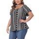 thumbnail image 4 of Blusa de vacaciones de mujer plus size bohemia de hombros descubiertos y manga corta con estampado 4X negra, 4 of 5