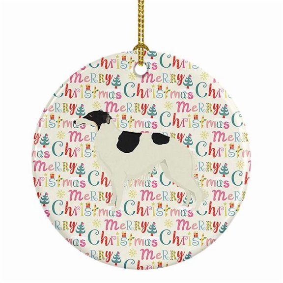 Borzoi Merry Christmas Ceramic Ornament 2.8 in x 2.8 in