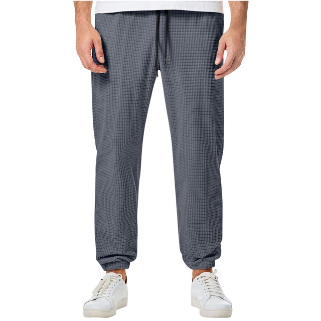 Diufon Men's Straight Leg Pants Casual Soft Elastic Waist Drawstring Loose Workout Jogger Pant with Pockets