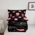 thumbnail image 5 of Homewish Gothic Halloween Pumpkin Twin Comforter Sets,Spider Web Print Bedding Set,Black Blush Pink,Black Reversible,2pcs,1 Comforter and 1 Pillowcase, 5 of 7