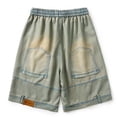 thumbnail image 3 of Jean Shorts for Men Summer Casual Elastic Waist Blue Washed Lightweight Straight Leg Denim Shorts with Pockets, 3 of 3