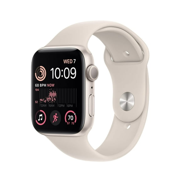 Apple Watch SE (2e Génération) [GPS 44mm] Montre Intelligente avec Boîtier en Aluminium et Bande de Sport Starlight - M/L.