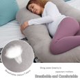 thumbnail image 4 of Almohada de embarazo AMCATON en forma de U de 150 cm con funda de terciopelo gris, 4 of 9