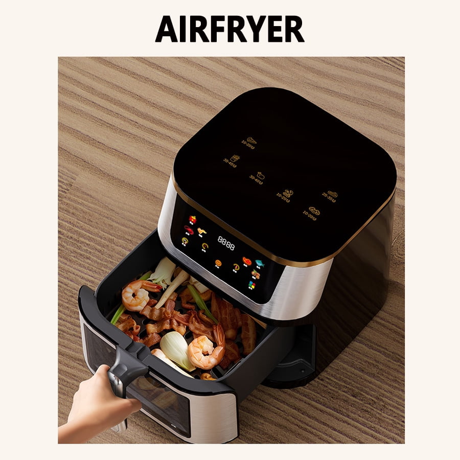 Stainless steel visual intelligent household 10L large capacity air fryer