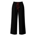 thumbnail image 6 of VEKDONE Wide Leg Palazzo Pants for Women Casual Elastic Waist Drawstring Straight Trousers Summer Loose Fit Comfy Beach Long Pants with Pockets Black XXL, 6 of 6