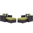 thumbnail image 2 of Modway Convene 4 Piece Outdoor Patio Sectional Set in Espresso Peridot, 2 of 5
