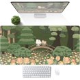 thumbnail image 2 of Anime Forest Desk Mat,Cute Green Mouse Pad,Kawaii Aesthetic Full Desktop Pad XXL Gaming Mousemat XL, Extended Korean Animals Bear Bunny Keyboard Mat Large 31.5x15.7 Inch Non-Slip&Stitched Edges, 2 of 6
