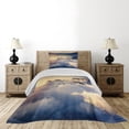 thumbnail image 3 of Ambesonne Mountain Quilted Coverlet 2 Pcs, Climbing Above Clouds, Twin Size, Beige Navy, 3 of 4