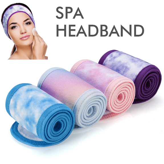 Spa Headband for Women Ultra Soft Adjustable Makeup Hair Band with Magic Tape, Terry Cloth Stretch Head Wrap for Face Washing, Bath, Facial Mask, Yoga