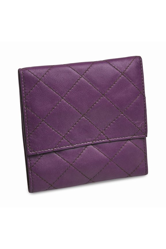 Purple Leather Quilted Jewelry Folder