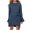 Navy blue, variant on Langwyqu Long Sleeve Flared Sleeve Girls Slim Waffle Knit Dress With Belt For 5-14 Years