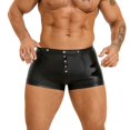 thumbnail image 3 of khonts,Men's Leather Boxer Shorts with Punk Rivet Plus Size Briefs Black Sexy Underwear Panties Black L, 3 of 7