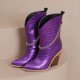thumbnail image 5 of NECHOLOGY Botas Mujer Adulto Femenino Zapatos Botines para mujer Botas de tacón gruesas con decoración de de metal de cuero de moda para mujer (Purple, 6.5), 5 of 7