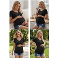 thumbnail image 6 of Weardear 4 Pack Maternity Shirts Side Ruched Pregnant Tee Tops V Neck Short Sleeve Pregnancy Clothes, 6 of 6