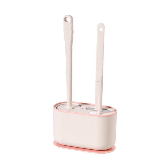 Brosse de Toilette avec Support, 3 Types de Brosses (Brosse Ronde en Silicone + Brosse Plate en Silicone + Brosse Fendue), Nettoie Chaque Coin de la Toilette