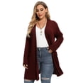 thumbnail image 3 of LARACE Women's Lightweight Open Front Cardigans Long Sleeve Casual Soft Drape Fall Cardigan WineRed 3X, 3 of 9