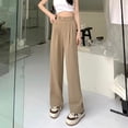 thumbnail image 5 of Pantalones largos holgados e informales con piernas anchas y cintura alta para mujer, de primavera y verano, que adelgazan y cubren el vientre, 5 of 5
