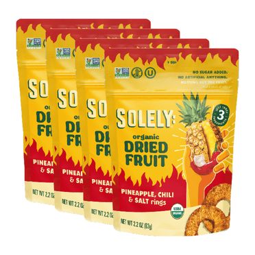 Solely Organic Dried Pineapple Rings with Chili and Salt, 2.2 oz (Pack of 4) - Vegan & Non-GMO
