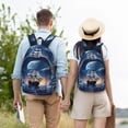 thumbnail image 3 of Vsdgher Moonlit Night Sea Sailboat Print Canvas Backpack Travel Rucksack Unisex Knapsack 15.7/17.7Inch Laptop Backpack for Work,College -Medium, 3 of 5