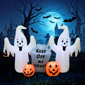 12ft 4pcs LED Lights Giant Scary Ghost Flames And Flashing Red Eyes Inflatable Halloween Decoration