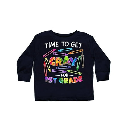 

Inktastic Time to Get Cray for 1st Grade Back to School Gift Toddler Boy or Toddler Girl Long Sleeve T-Shirt