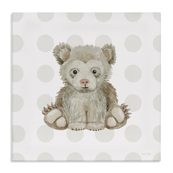 Stupell Industries Nursery Bear on Dots Animals Painting Wrapped Canvas Art Print Wall Art, 17 x 17