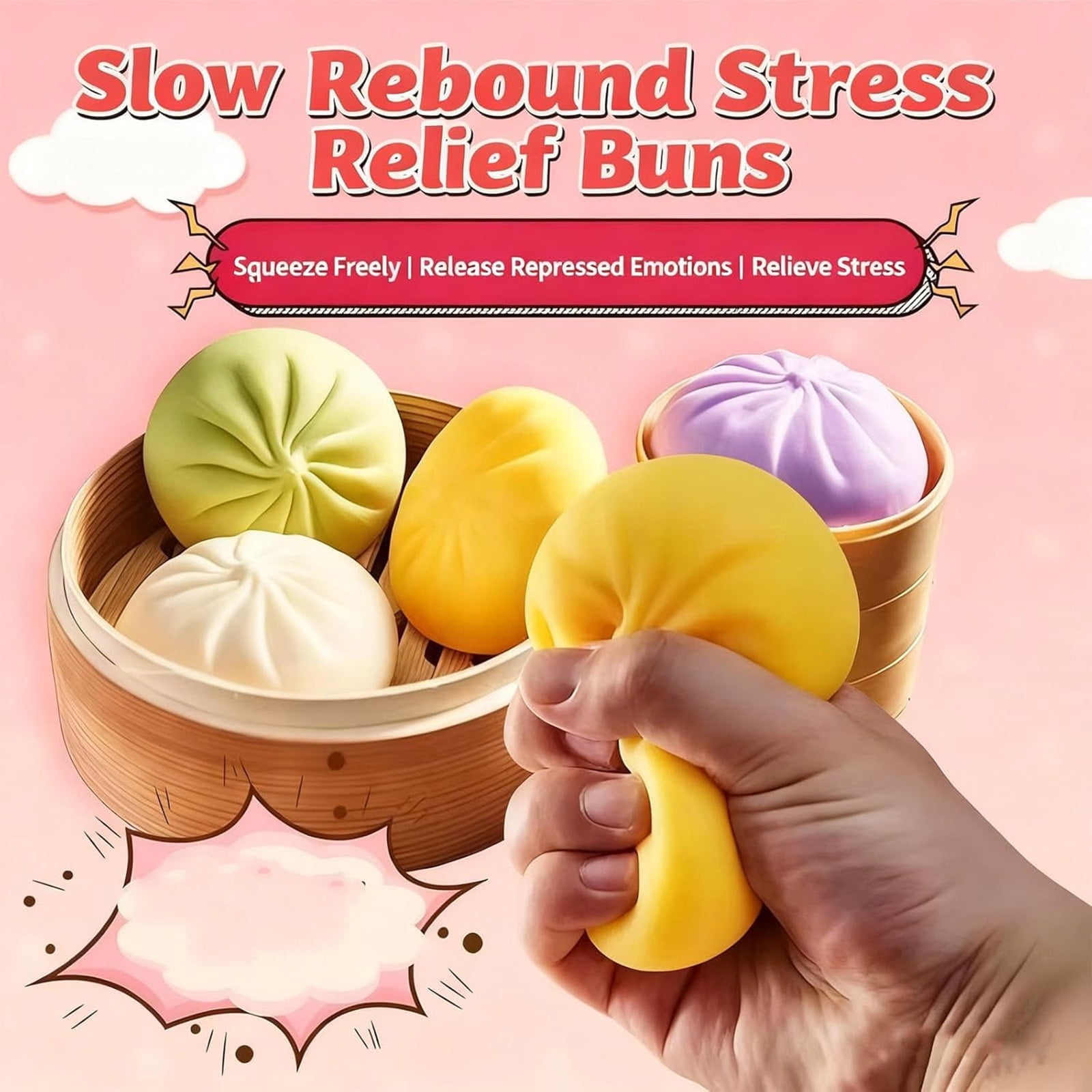 2026 Giant Dumpling Squeeze Mystery with Boxs, Daily Office Home Colorful Dumpling Stress Balls, Rainbow Goodie Bag Fillers Basket, Squeeze Decompression Dough Adults Sensory Fidget Toys
