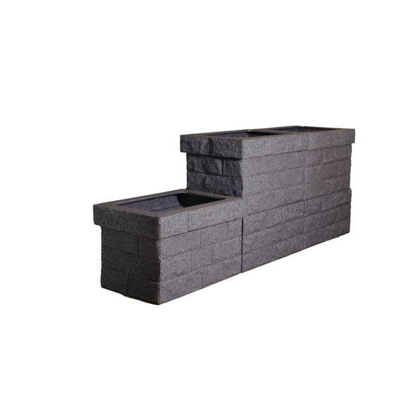 Terrance Single Tiered 18" End Open Planter Tops Gray Granite