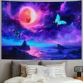 thumbnail image 2 of AWERP Galaxy Tapestry Purple Blue Starry Sky Space Tapestries Butterfly Wall Hanging For Party Living Room Bedroom Dorm Painting, 2 of 6