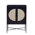 thumbnail image 3 of ACME Colson Armoire à Vin Rectangulaire 2 Portes avec Insert en Rotin en Noir, 3 of 5