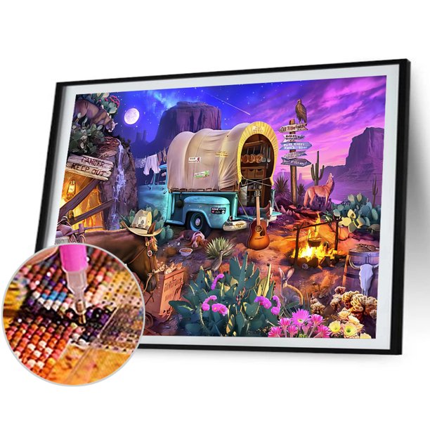 Cuadros Decorativos 5D bricolaje taladro redondo completo diamante pintura Camping Kit hogar decoración arte artesanía Tmvgtek embutido en tela